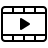A film cinema camera icon with play symbol